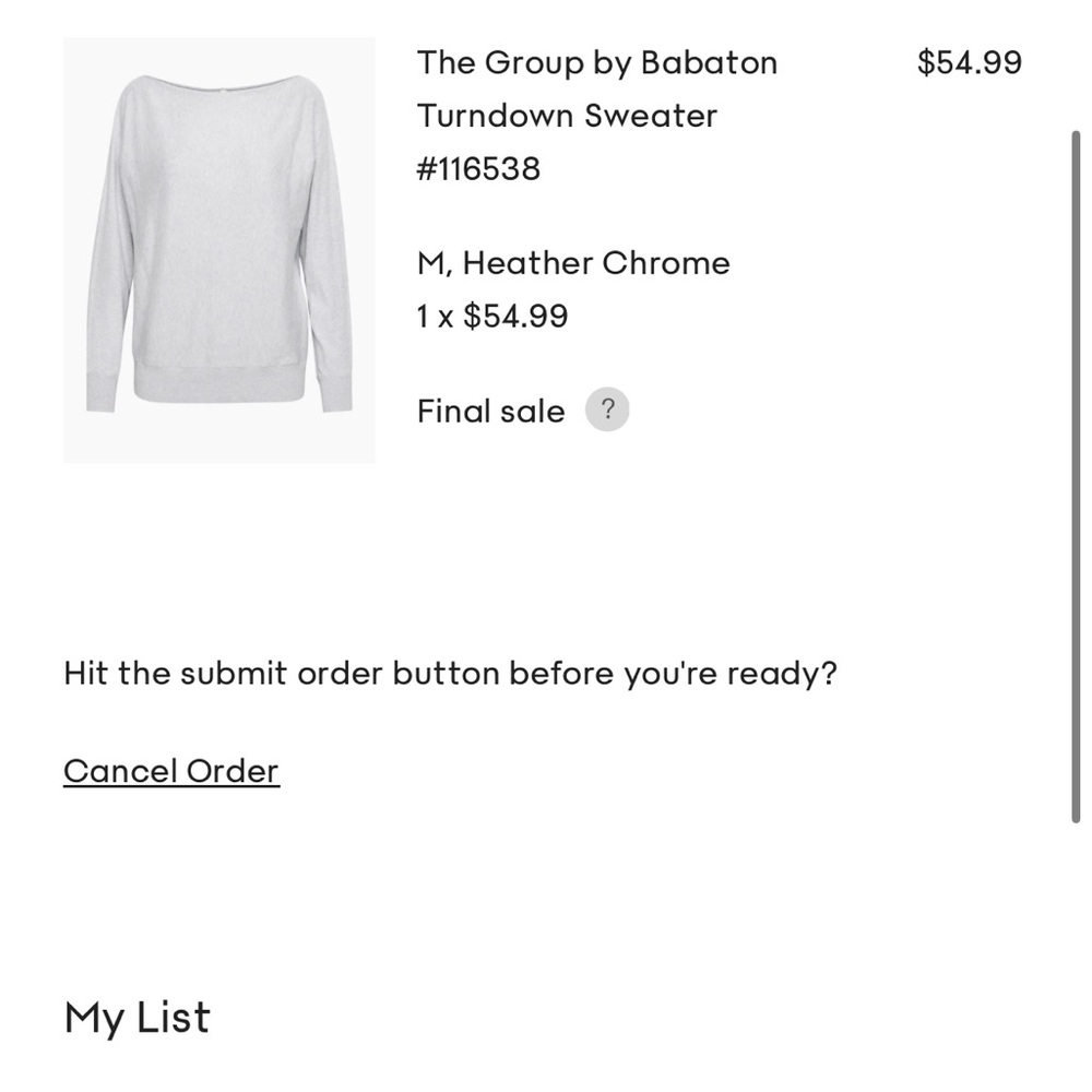 Aritzia The Group Turndown Heather Chrome Sweater